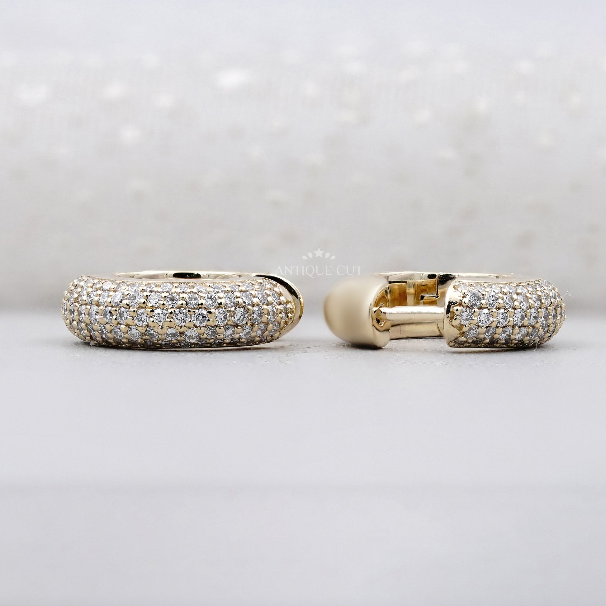 0.70ct Diamond Pave Huggie Hoop Earrings