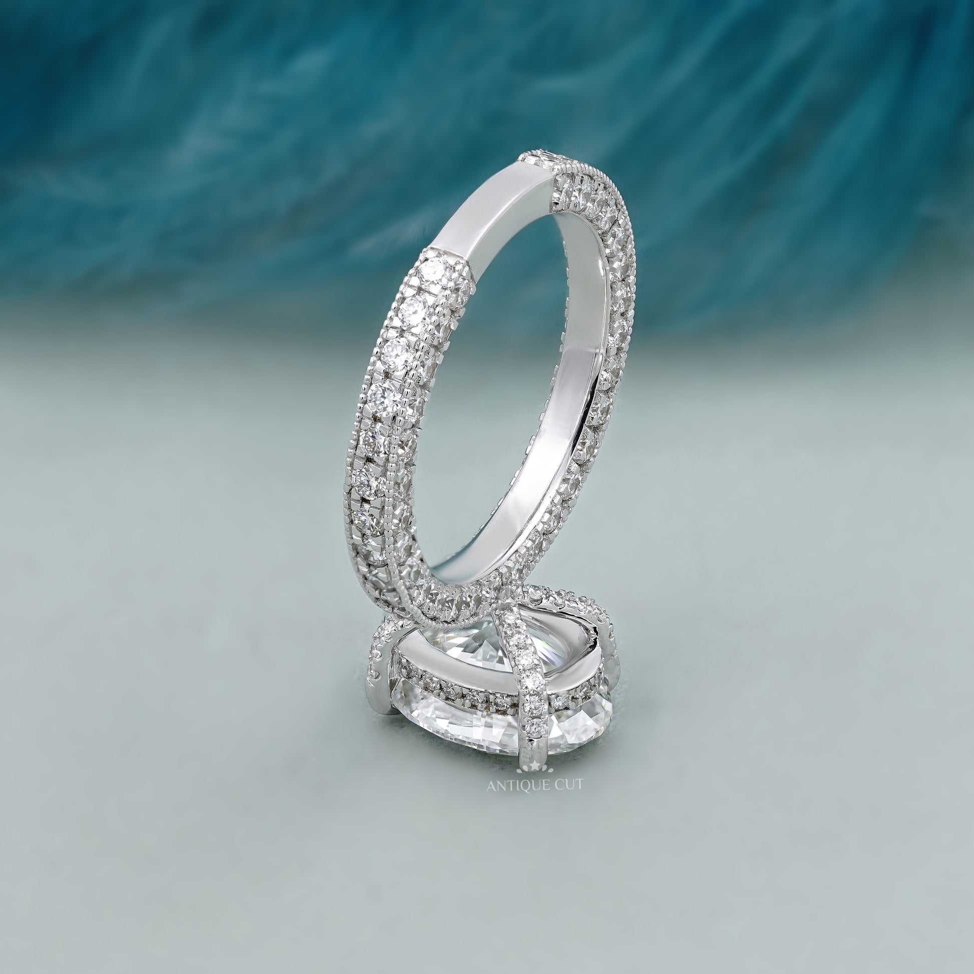 Oval cut lab grown diamond ring with white gold setting