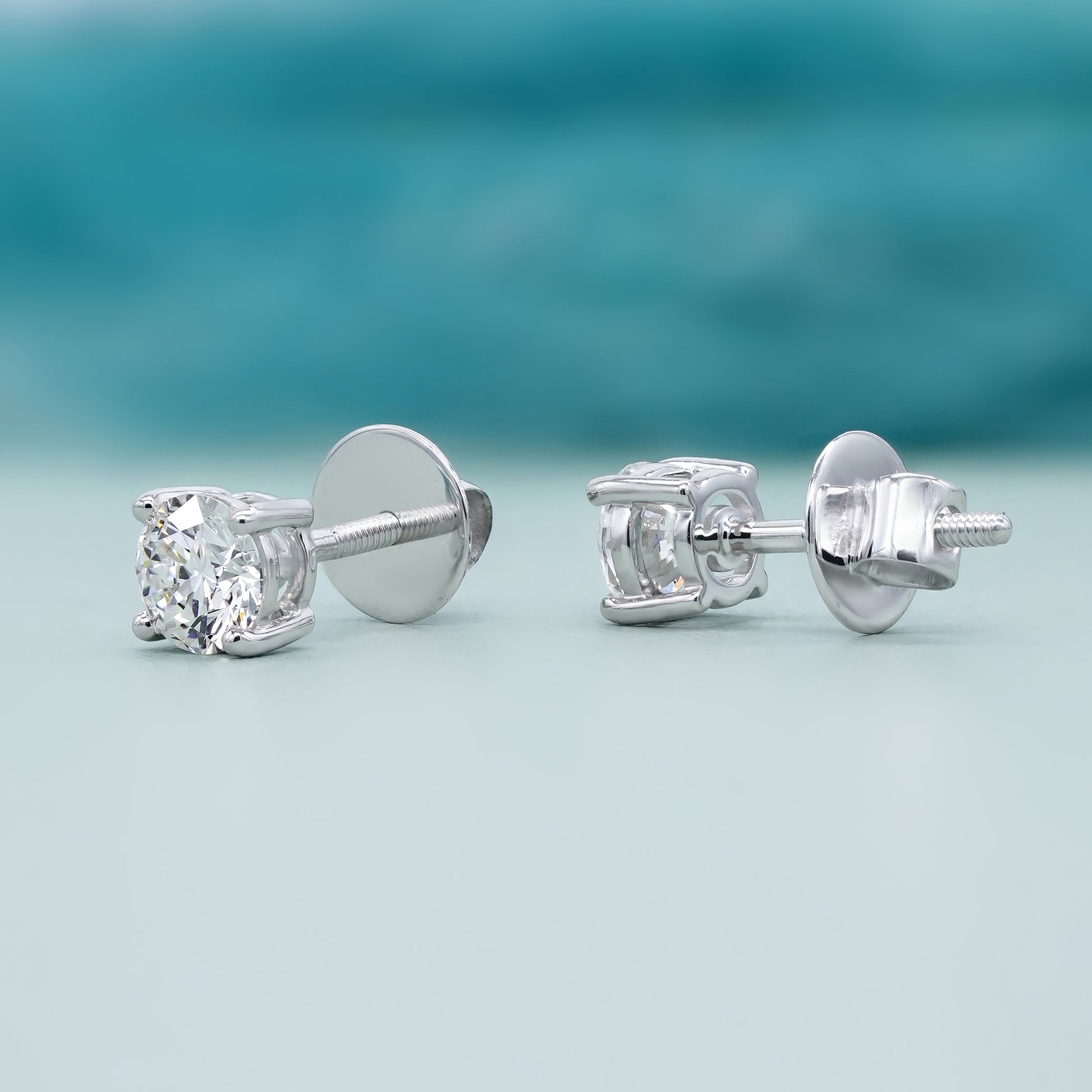 Round Lab Grown Diamond Stud Earrings | IGI Certified Solitaire Pair