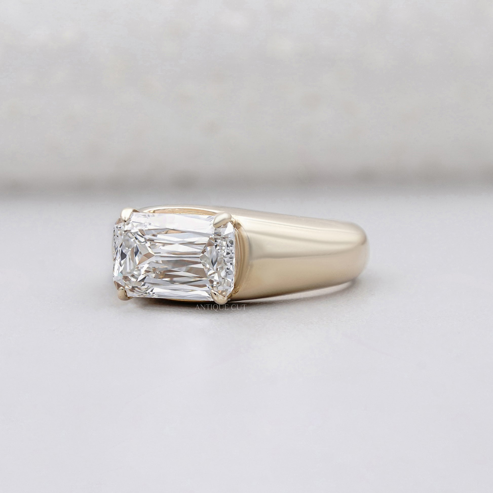 3.00ct Cushion Cut Engagement Ring • Gold Cushion Solitaire • Modern 3ct Cushion Bridal Ring • Timeless Gold Engagement Ring