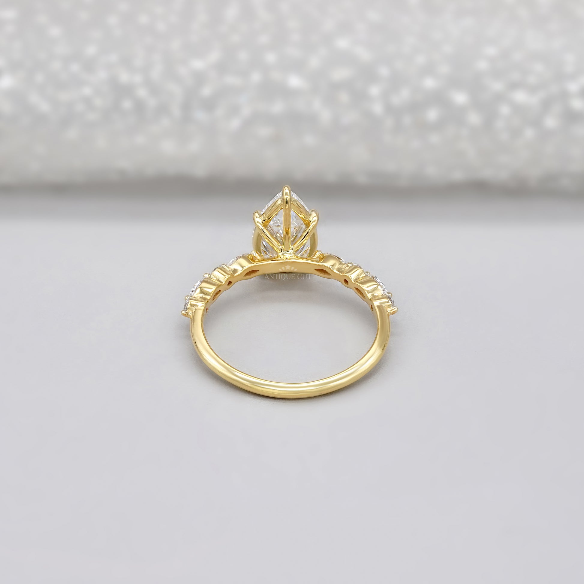 Pear 3.00tcw Lab Grown Diamond Engagement Ring with Side Stones | IGI Certified