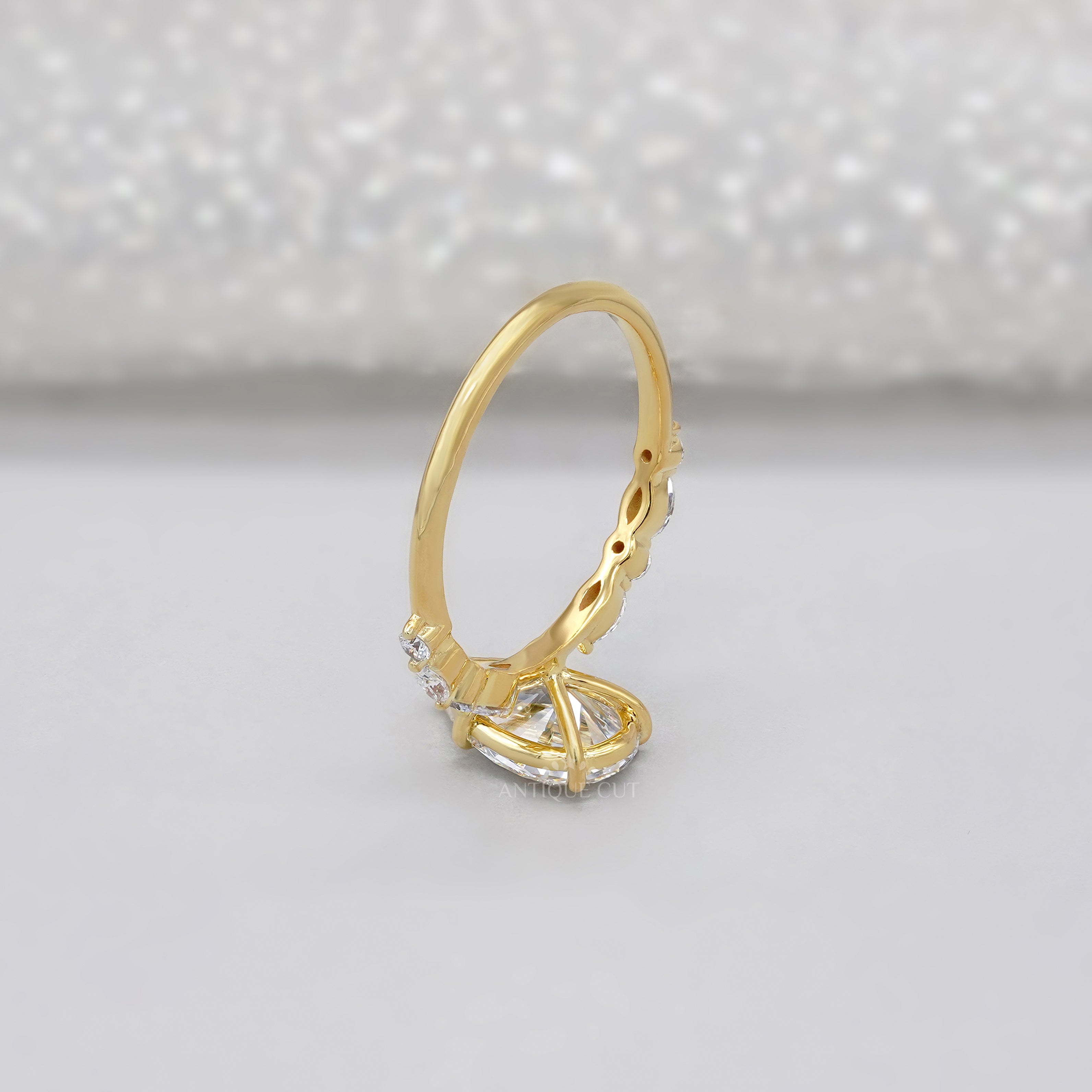 Pear 3.00tcw Lab Grown Diamond Engagement Ring with Side Stones | IGI Certified