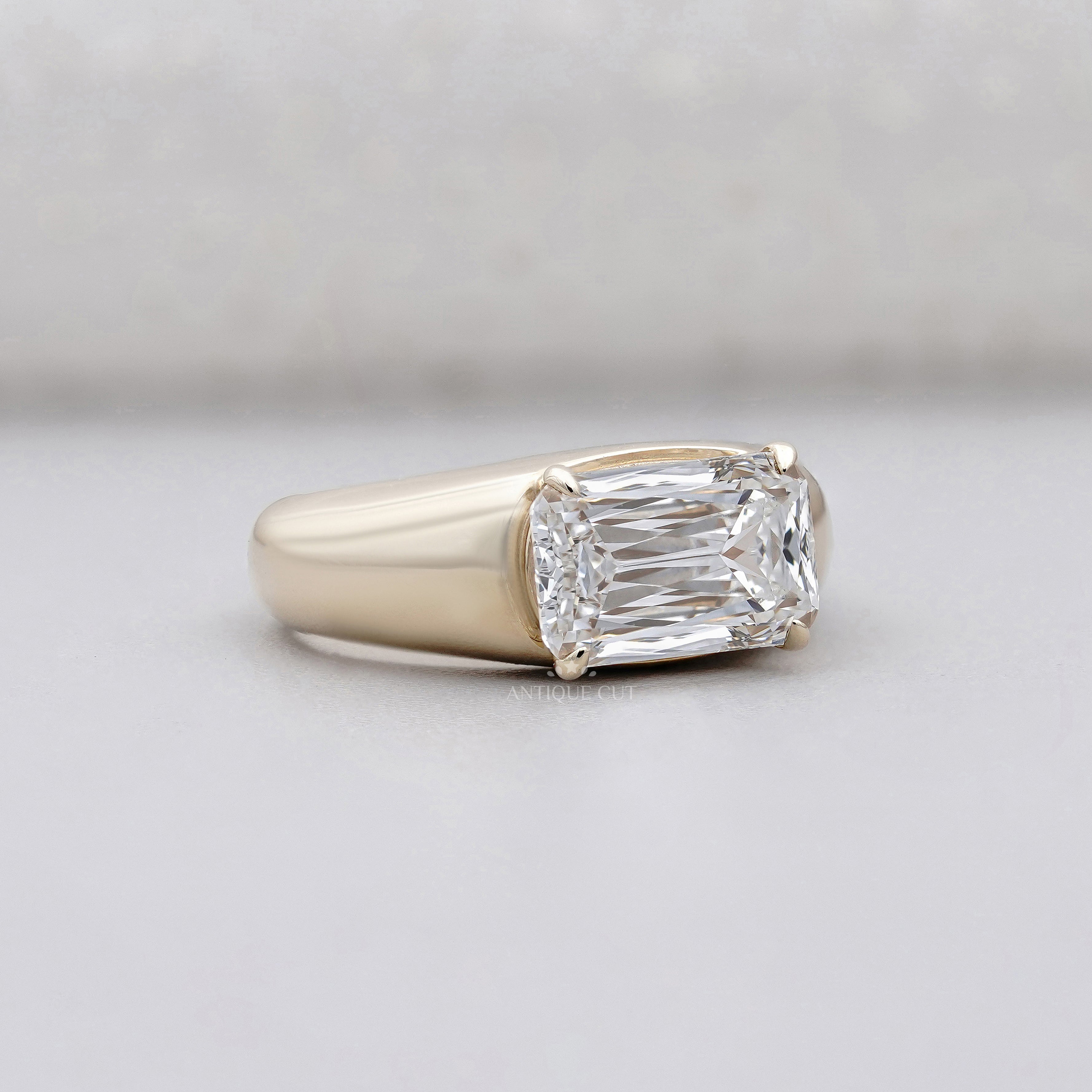 3.00ct Cushion Cut Engagement Ring • Gold Cushion Solitaire • Modern 3ct Cushion Bridal Ring • Timeless Gold Engagement Ring