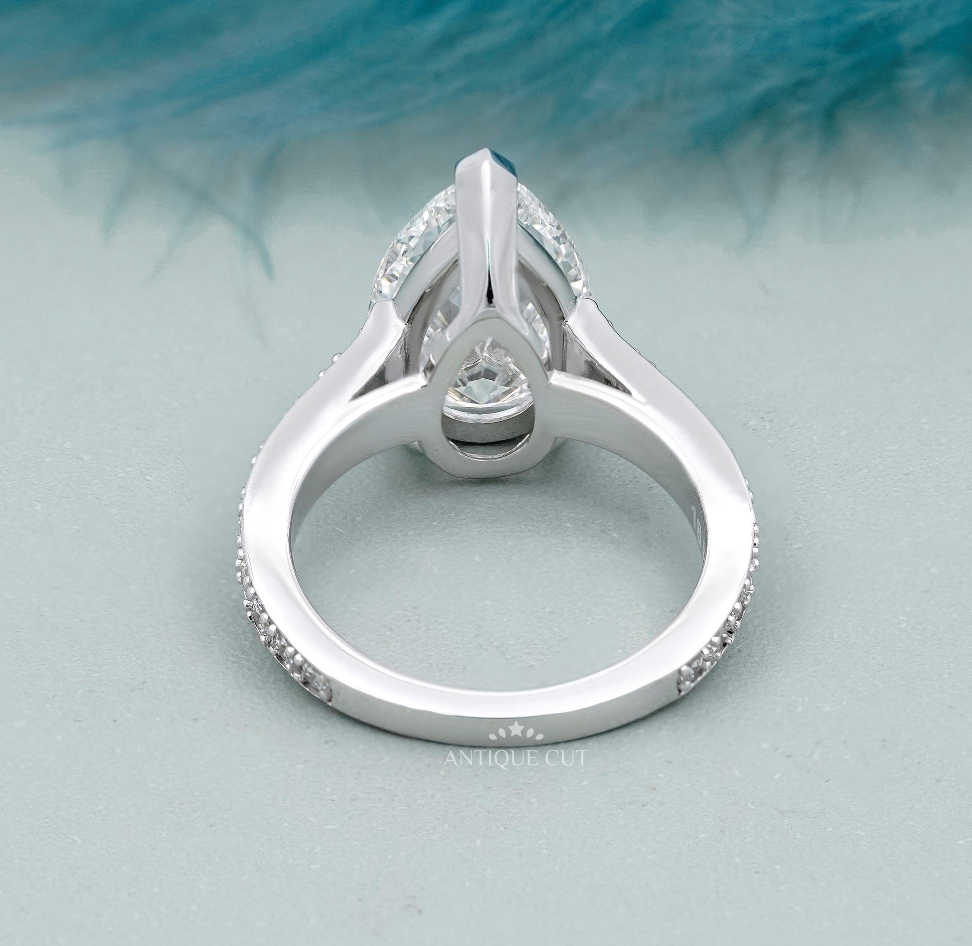 Pear Shaped Engagement Ring with Pave Band