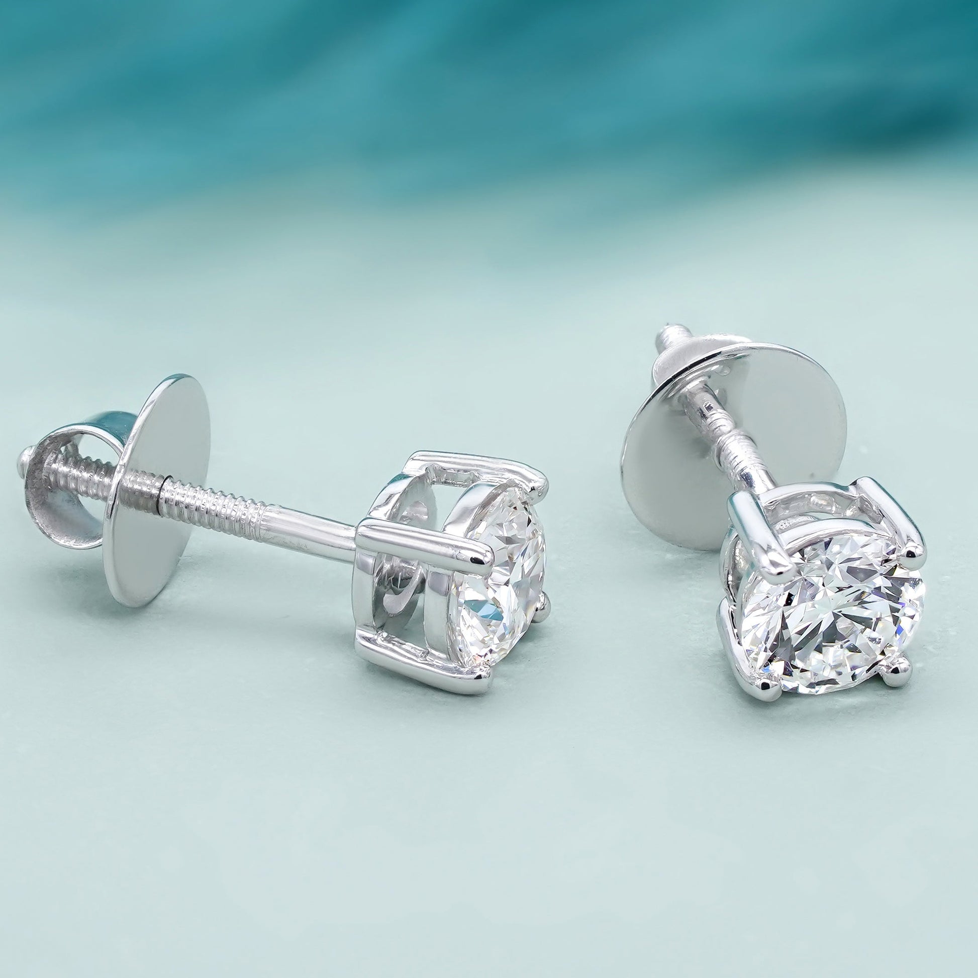 Round Lab Grown Diamond Stud Earrings | IGI Certified Solitaire Pair