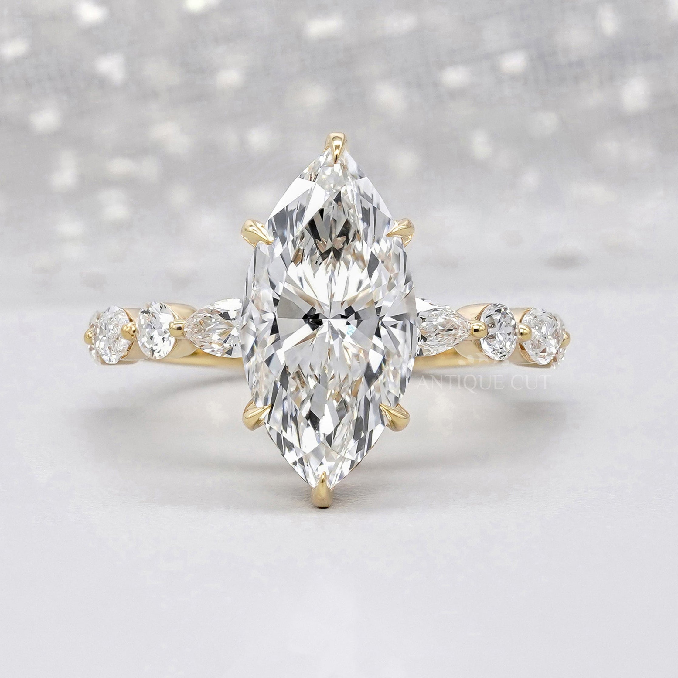 Marquise diamond lab grown engagement ring