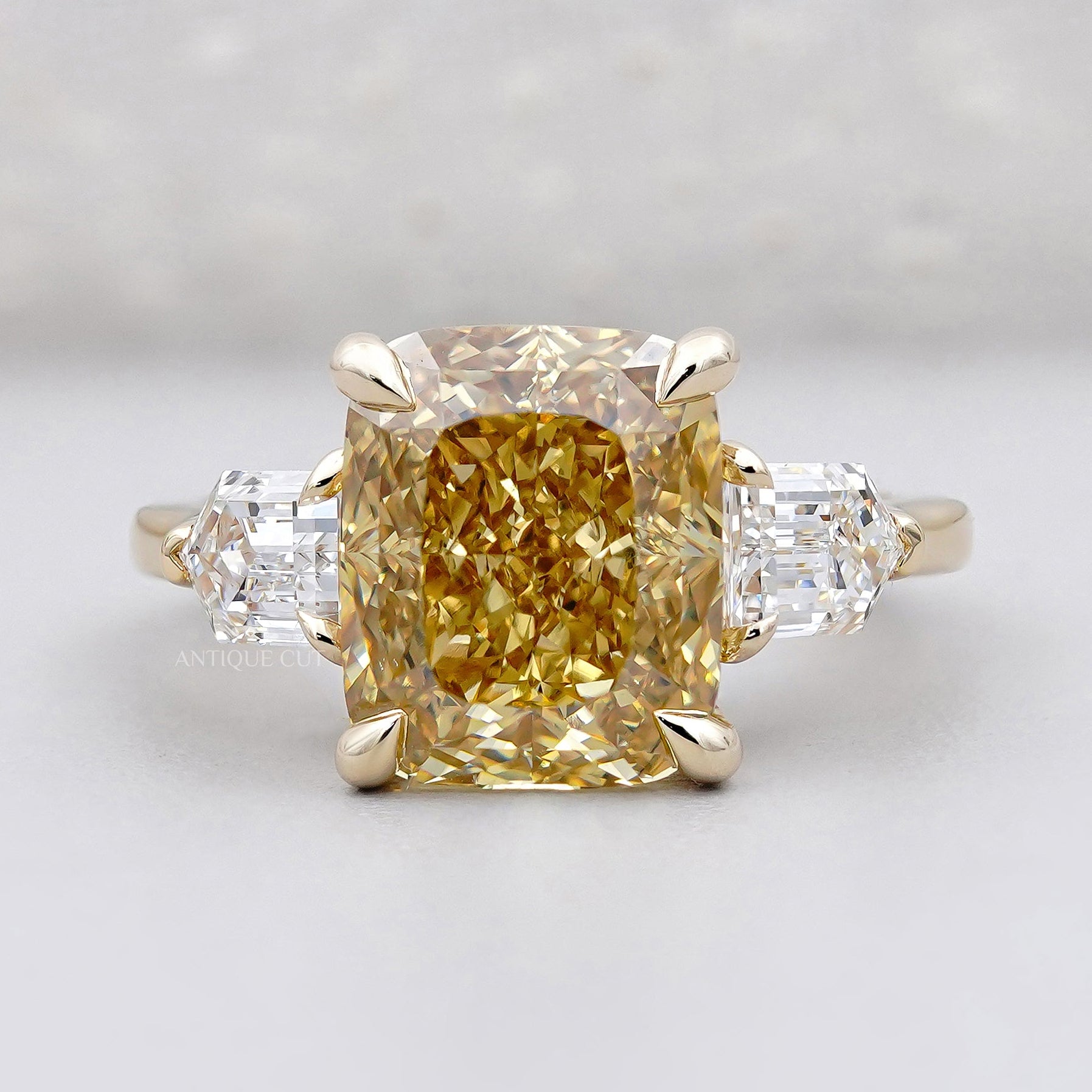 Yellow Diamond Cushion Cut Ring