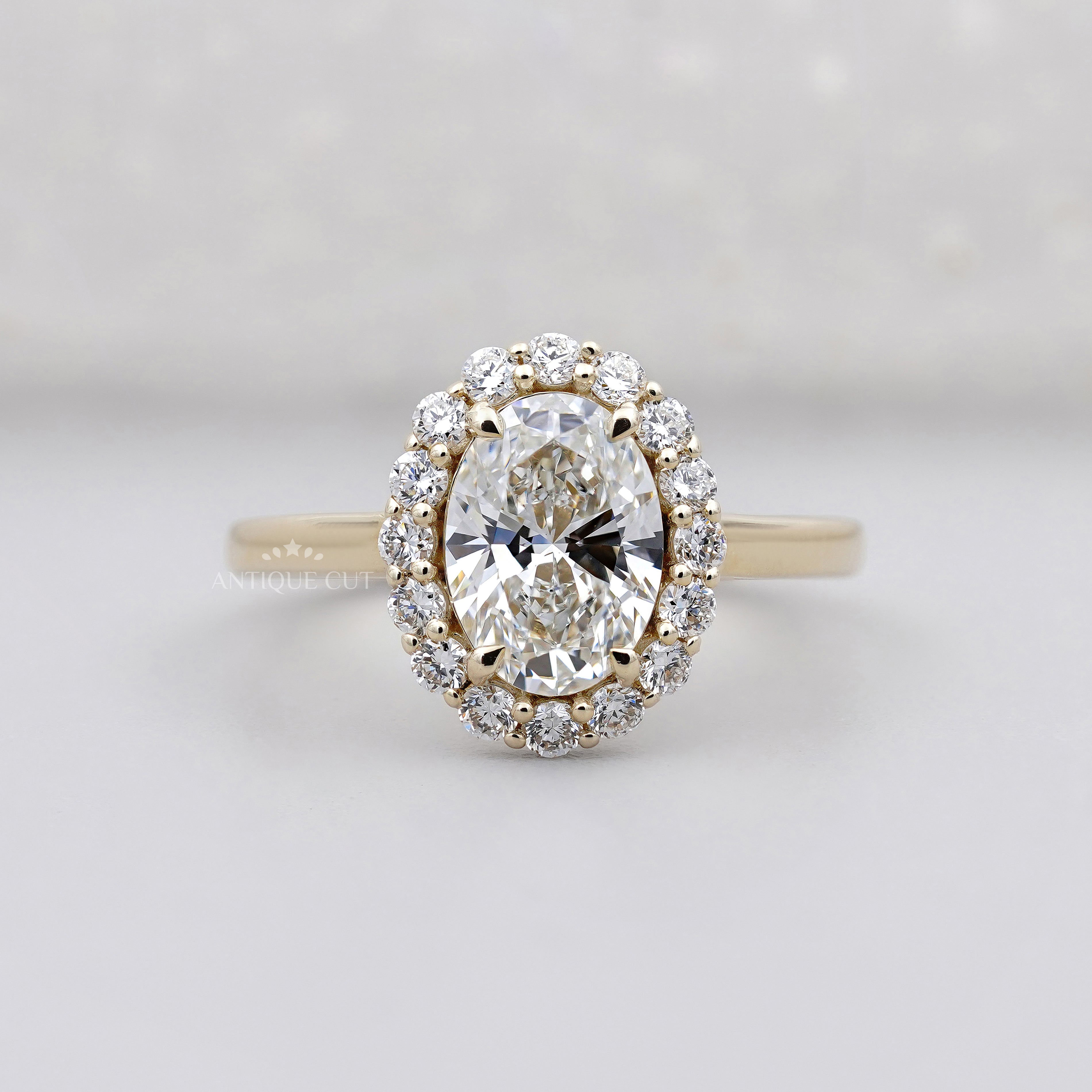 Oval Halo Engagement Ring | 1.50ct Oval Center with 0.50ct Diamond Halo | Gold Oval Diamond Ring | Classic Halo Ring | Bridal Ring
