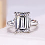 Emerald cut lab grown diamond ring with baguette side stones