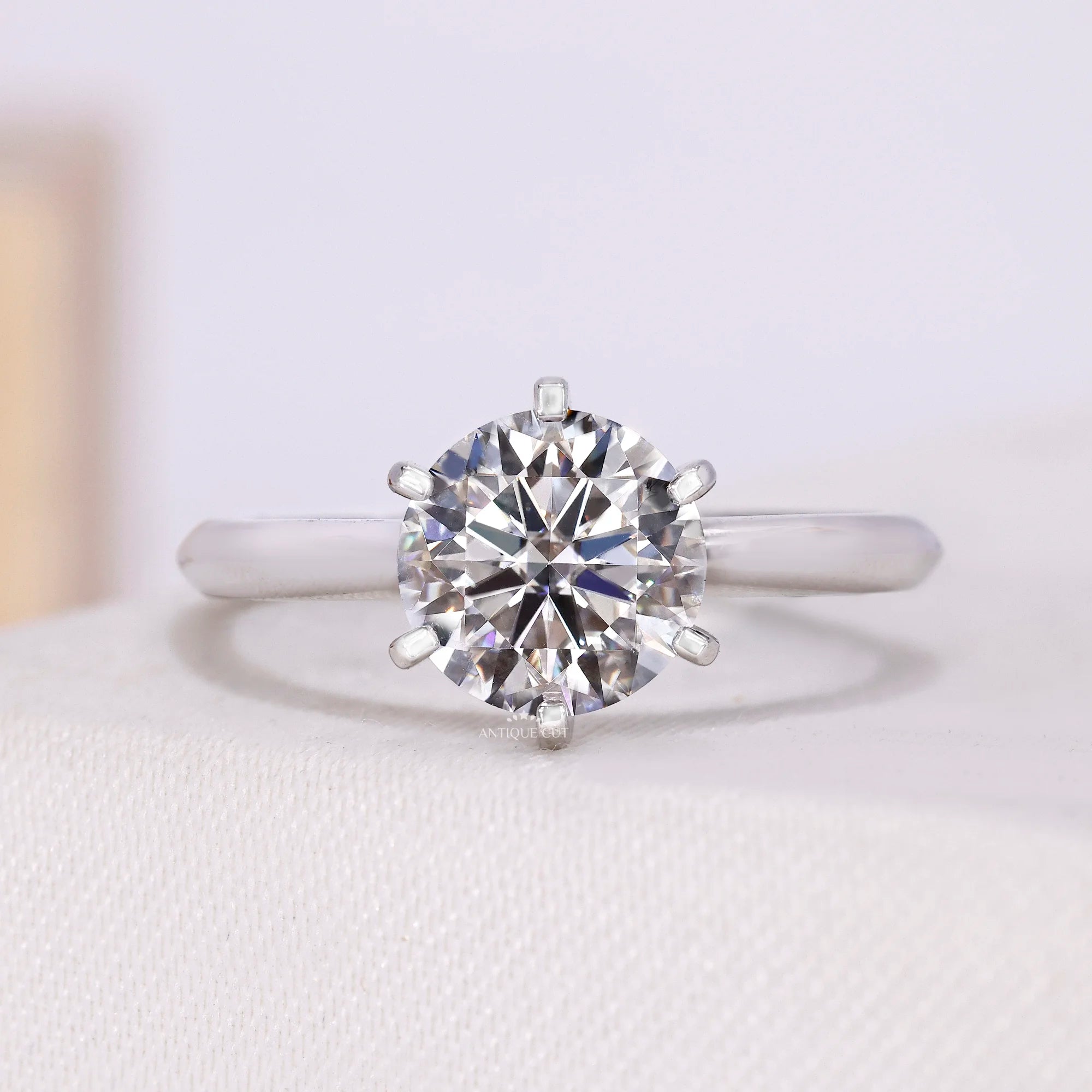 1.50 carat round lab grown solitaire engagement ring