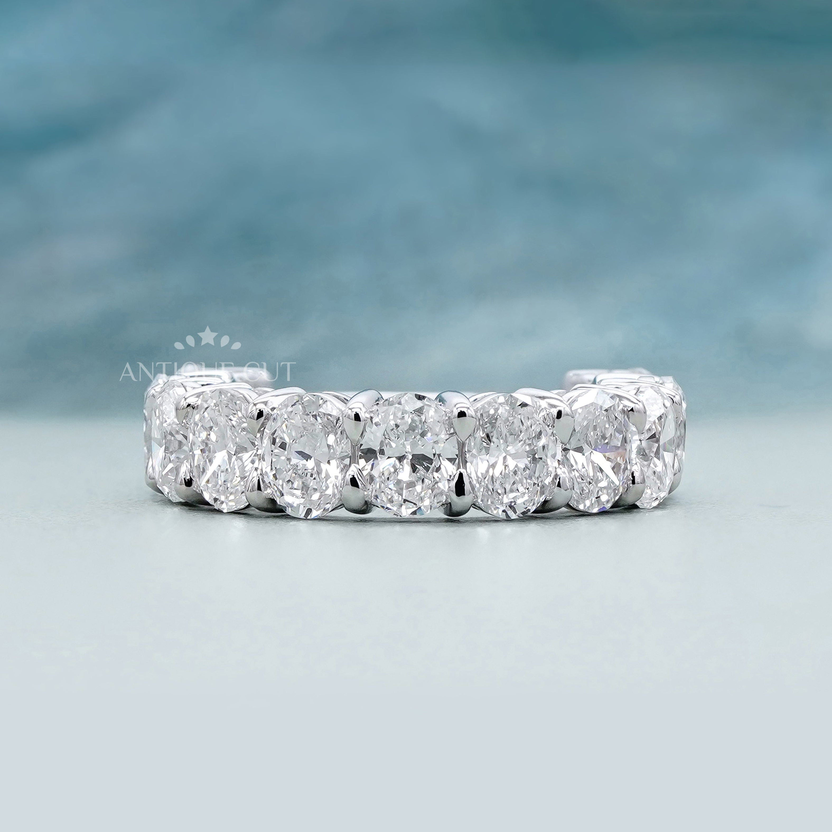 3.30ctw Oval Cut Lab Grown Diamond Eternity Band White Gold IGI Certified