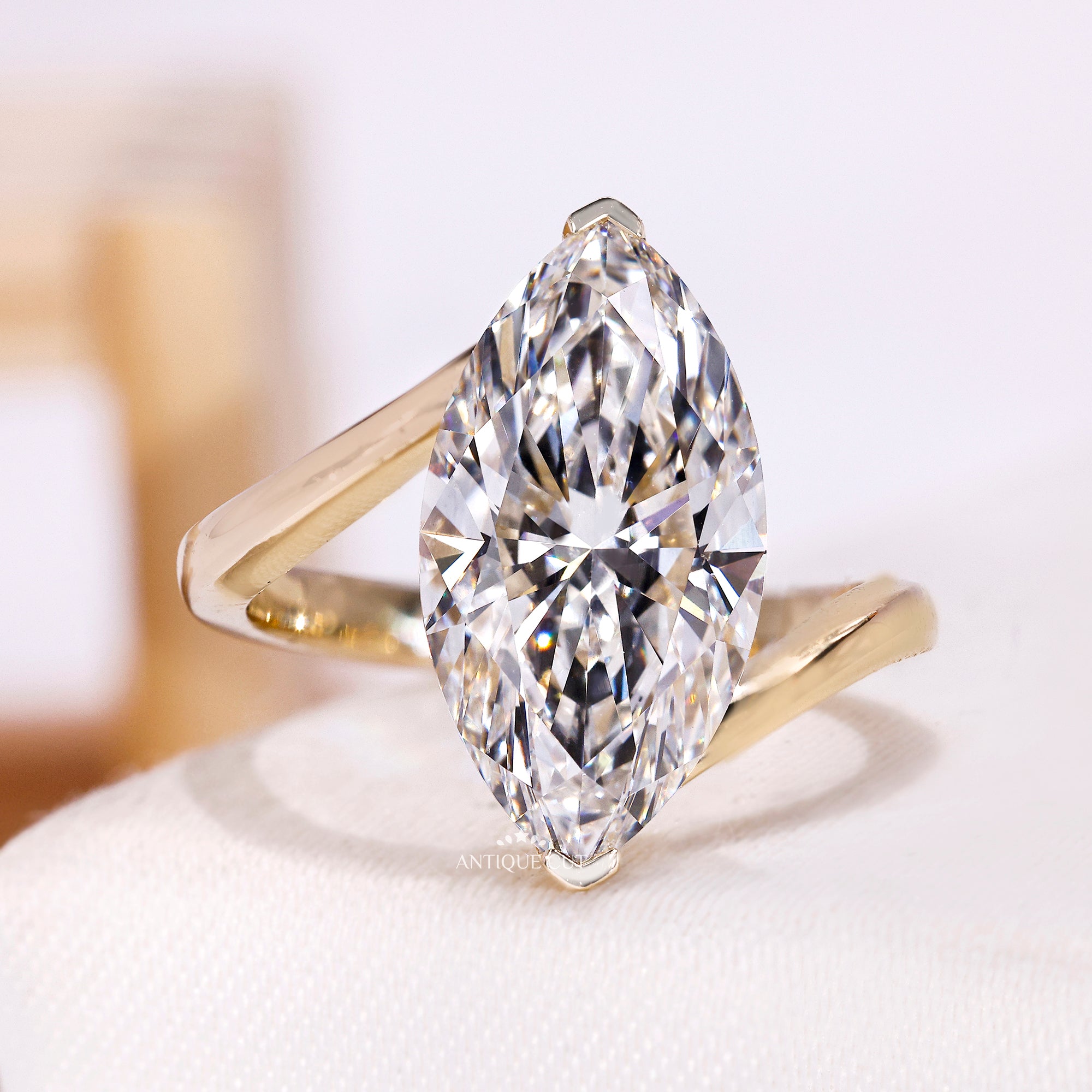 4.00 Carat Bypass Marquise diamond Engagement Ring | IGI Certified