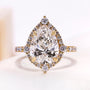 3.50 Carat Pear Cut Diamond Engagement Ring With Halo and Pave Band