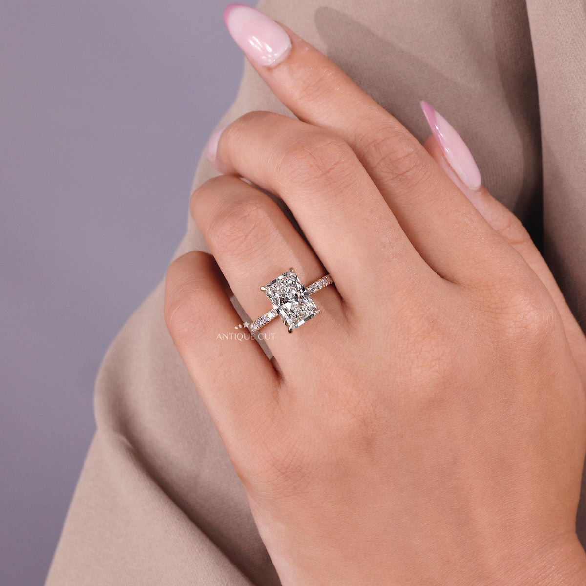 IGI certified lab grown radiant diamond ring
