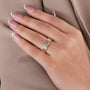 Emerald shape lab grown diamond ring with horizontal center stone placement