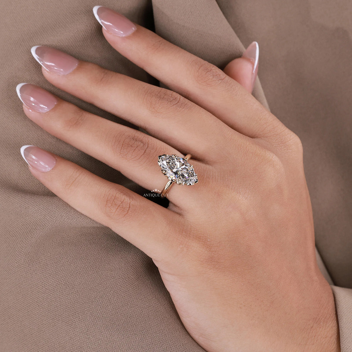 4.00 Carat Marquise Lab Grown Diamond Ring With Pink Accents | Floral Setting