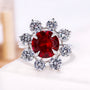 3.0 Carat Round Ruby Floral Halo Design Diamond Engagement Ring | IGI Certified