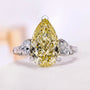 10 Carat Pear Lab Grown Yellow Diamond With Three Stone Engagement Ring