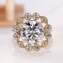 4.50 Carat Floral Style Round Lab Grown Diamond Halo Engagement Ring