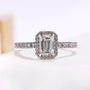 1.00 Carat Emerald Cut Diamond Pave Ring with Halo Design  | IGI Certified