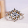 1.0 Carat Starburst Halo Round Lab Grown Diamond Ring With Accent Diamond & Tulip Setting