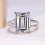 Three Stone Lab Grown Emerald Cut Engagement Ring in white gold