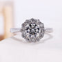 1.00 Carat Round Diamond Solitaire Engagement Ring with Floral Halo Design