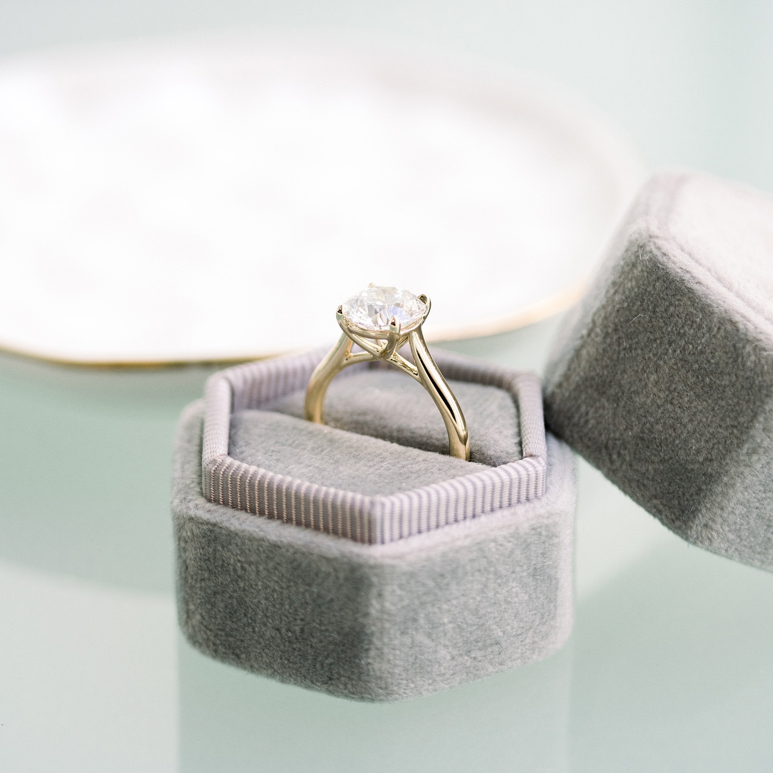 ROUND TRELLIS SOLITAIRE Lab grown Diamond Ring DEF Color VS+ Clarity