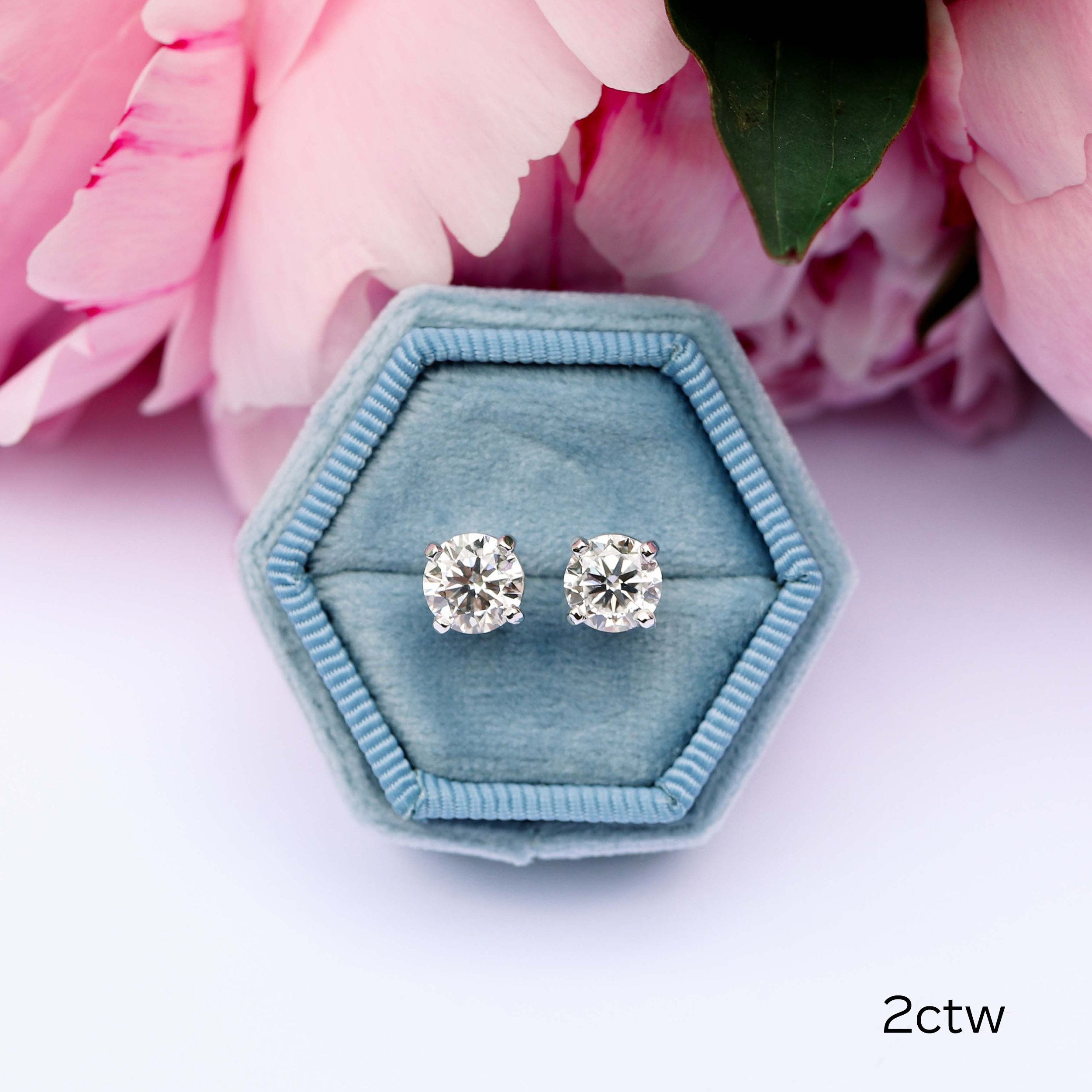 Round Lab Grown Diamond Stud Earring, EF Color, VS Clarity, IGI Certified