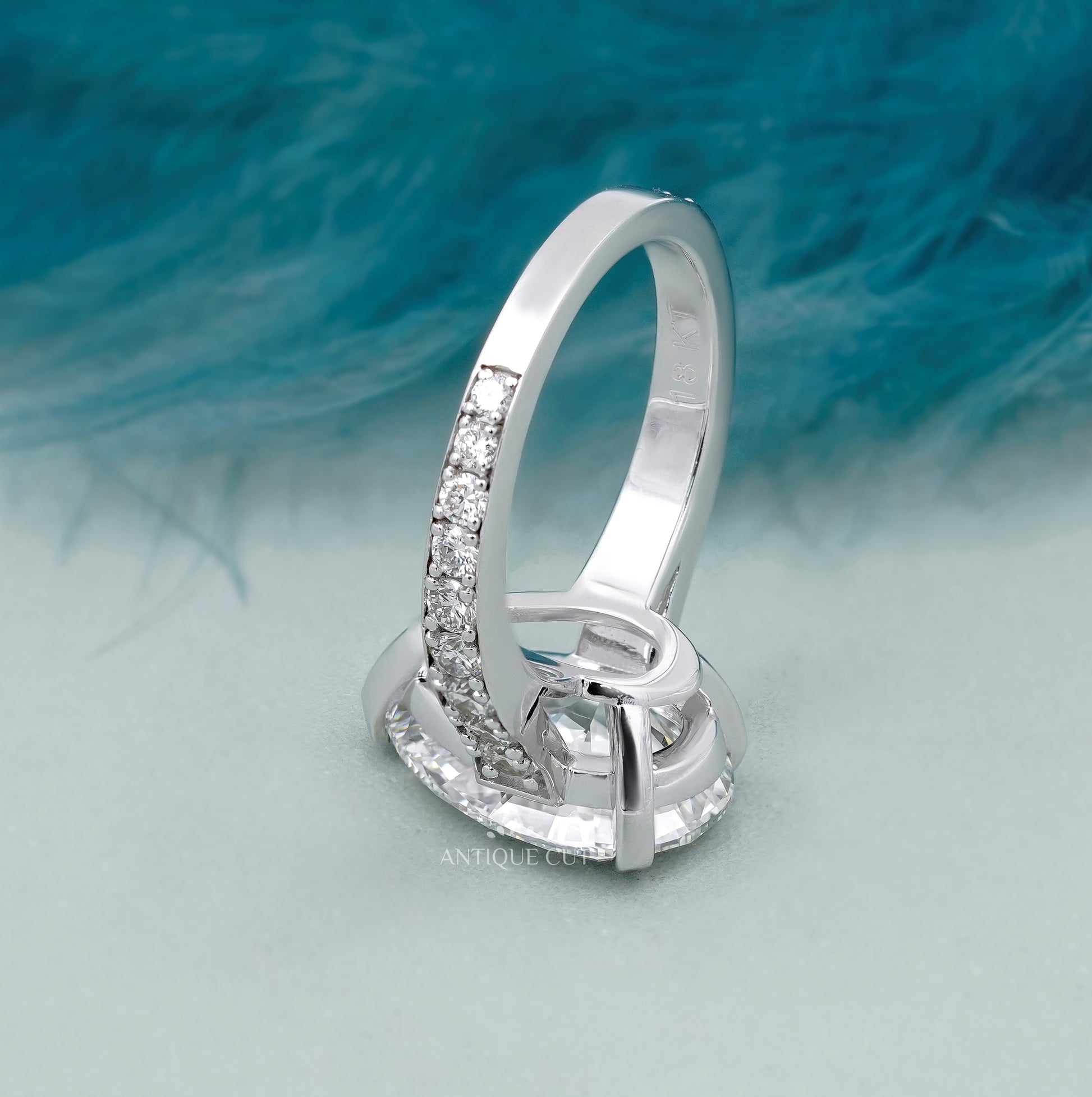 Pear Shaped Engagement Ring with Pave Band