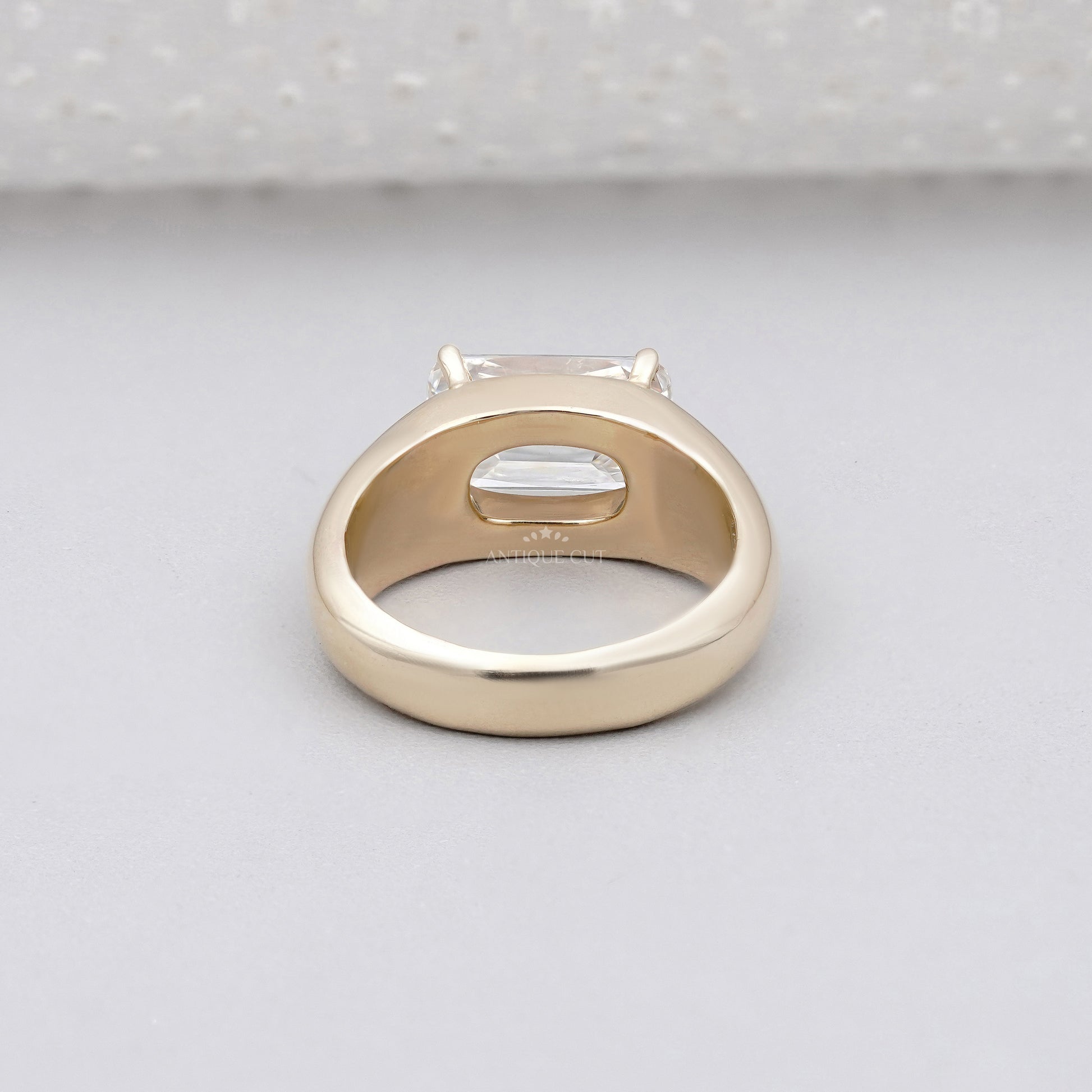 3.00ct Cushion Cut Engagement Ring • Gold Cushion Solitaire • Modern 3ct Cushion Bridal Ring • Timeless Gold Engagement Ring