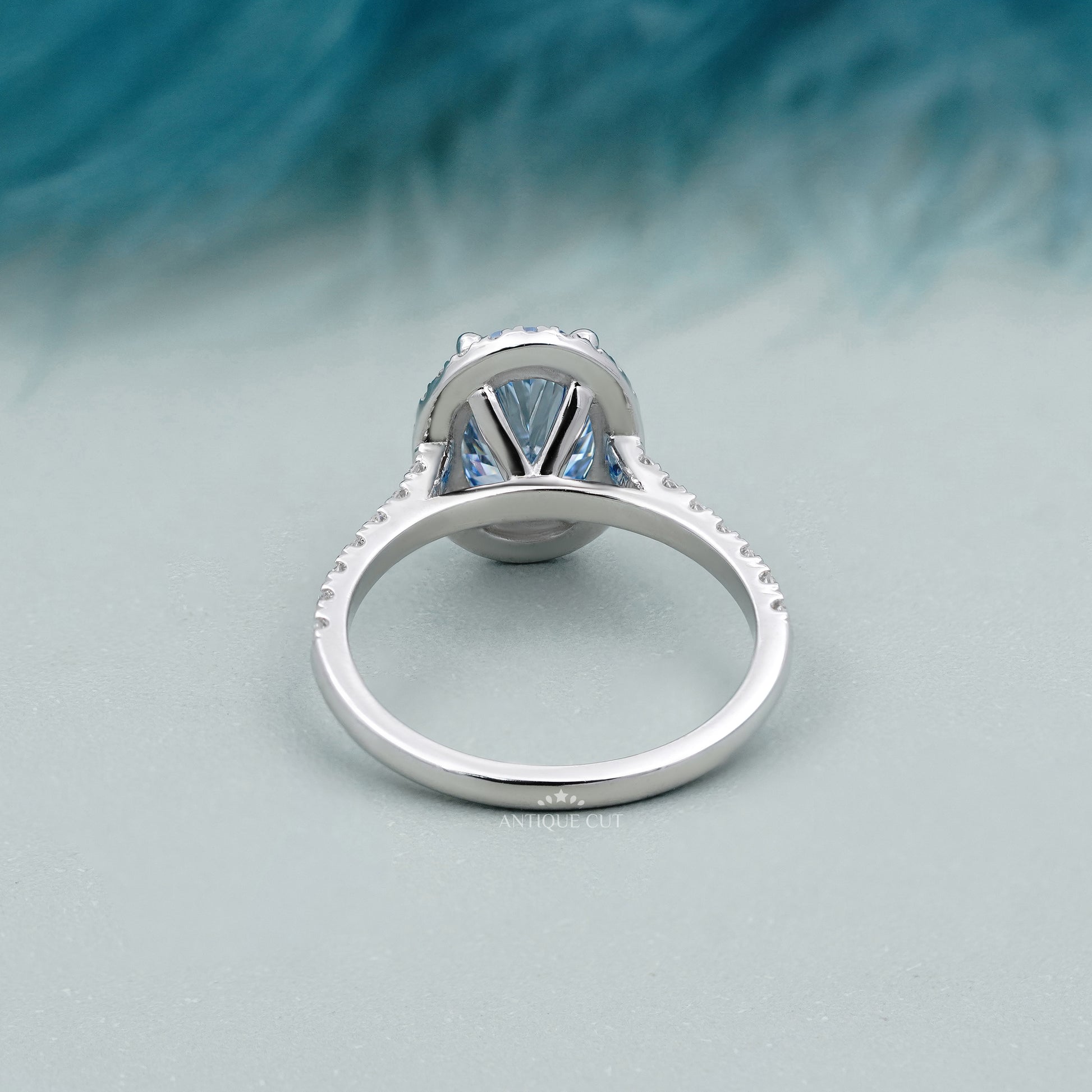 Lab Grown Fancy Blue Diamond Ring White Gold
