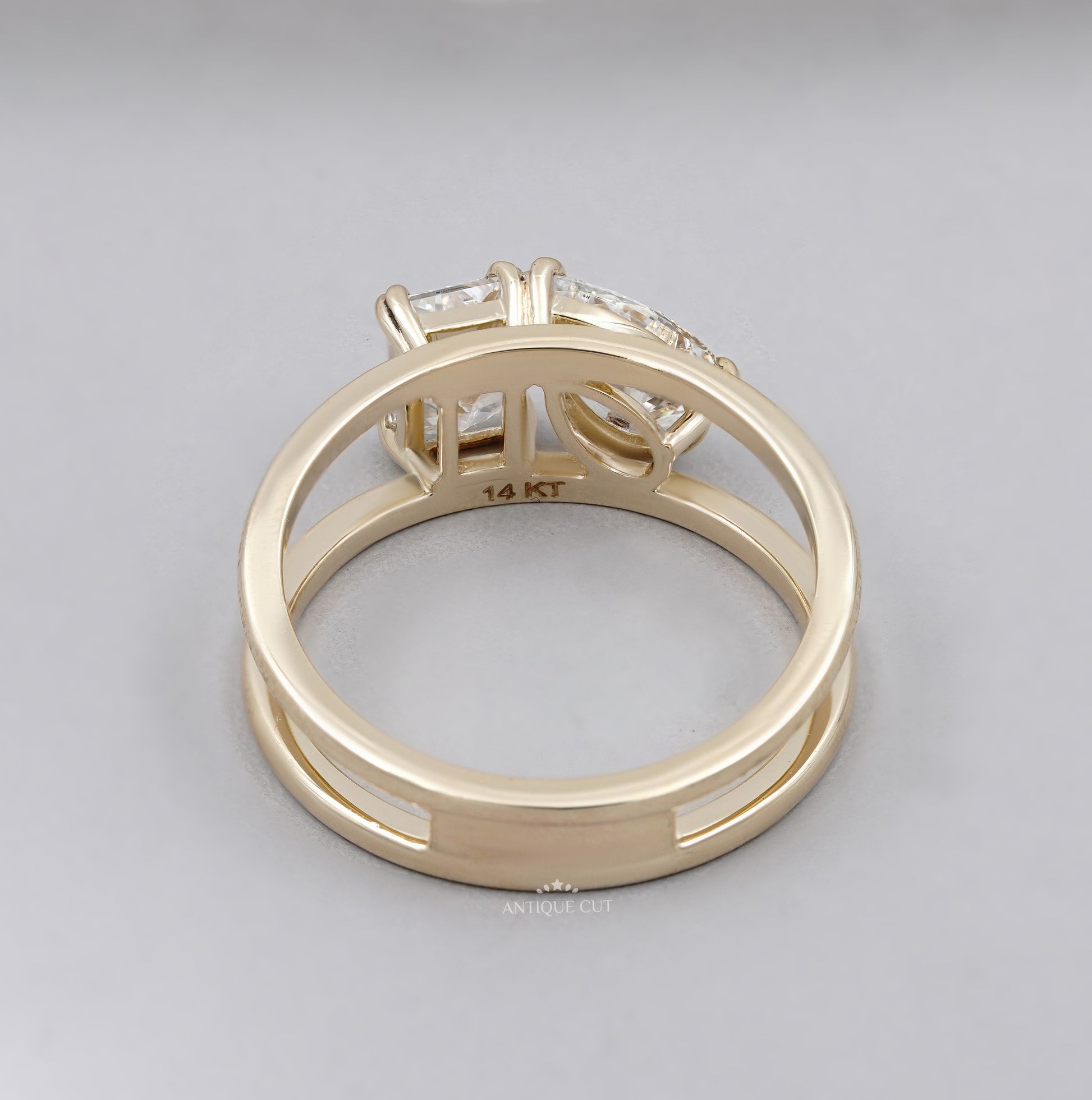 Pear Radiant Toi Et Moi Diamond Engagement Ring