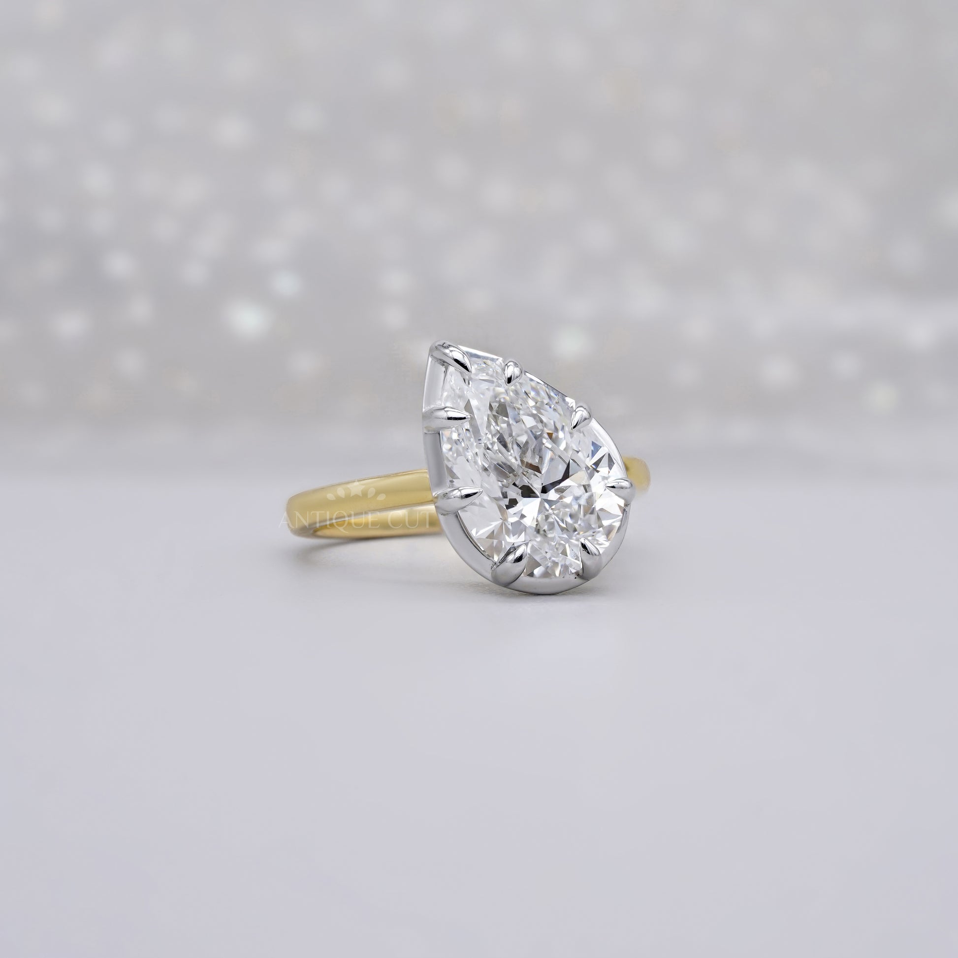 Pear 3.10ct Lab Grown Diamond Solitaire Ring | IGI Certified | Yellow Gold | VVS–VS Clarity