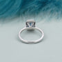 Antique cut fancy blue diamond engagement ring emerald halo
