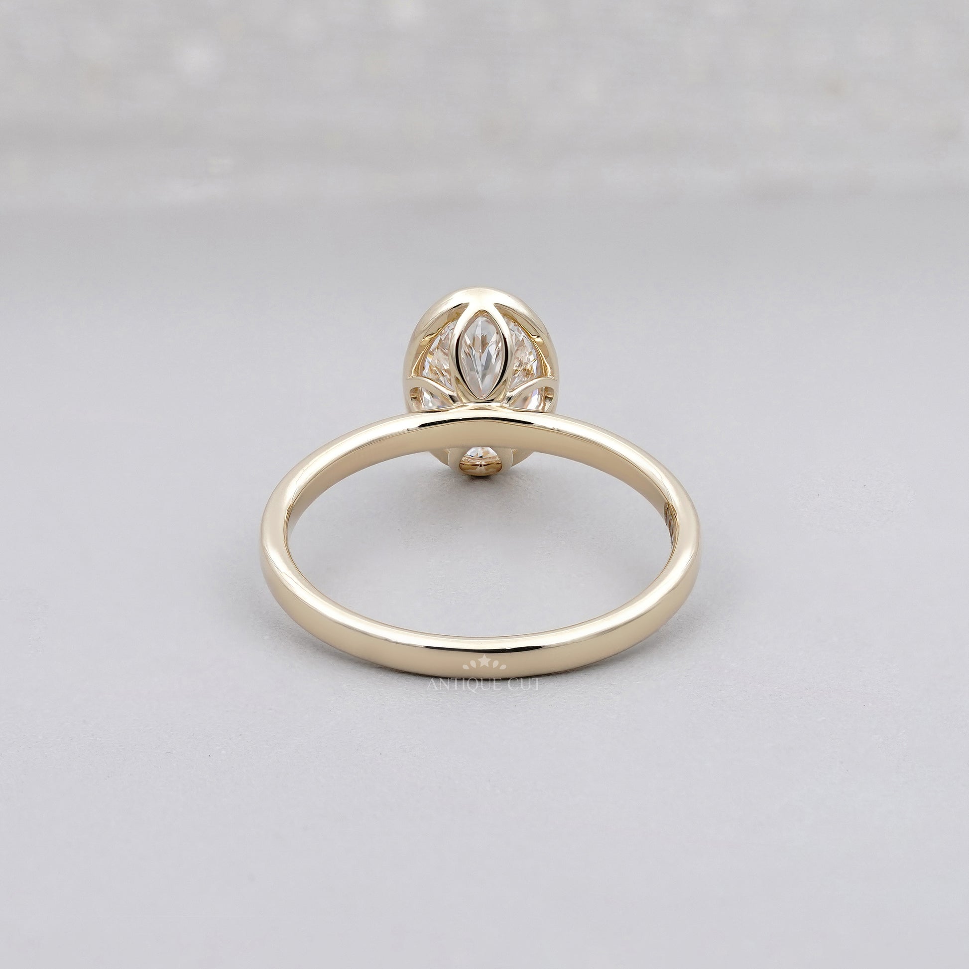 1.50ct Oval Cut Diamond Ring | Bezel Set Solitaire | 14K Yellow Gold | Minimalist Engagement Ring | Antique Cut Fine Jewelry