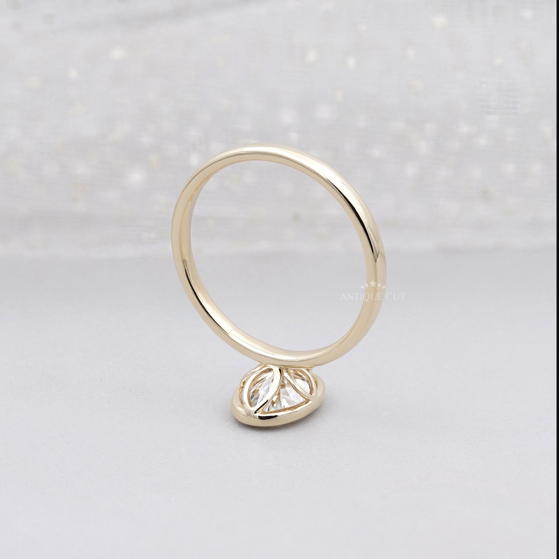 1.50ct Oval Cut Diamond Ring | Bezel Set Solitaire | 14K Yellow Gold | Minimalist Engagement Ring | Antique Cut Fine Jewelry