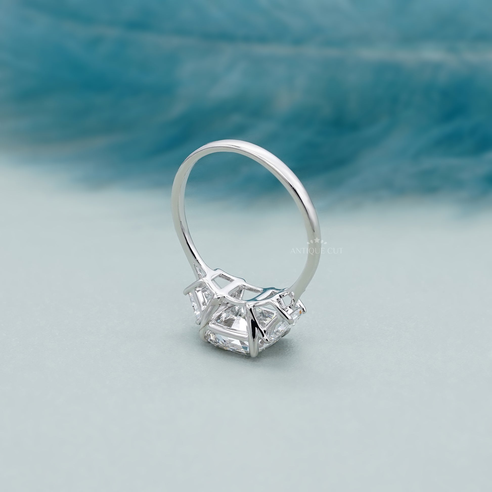 Cushion 3.00tcw Lab Grown Diamond Three-Stone Engagement Ring | IGI Certified