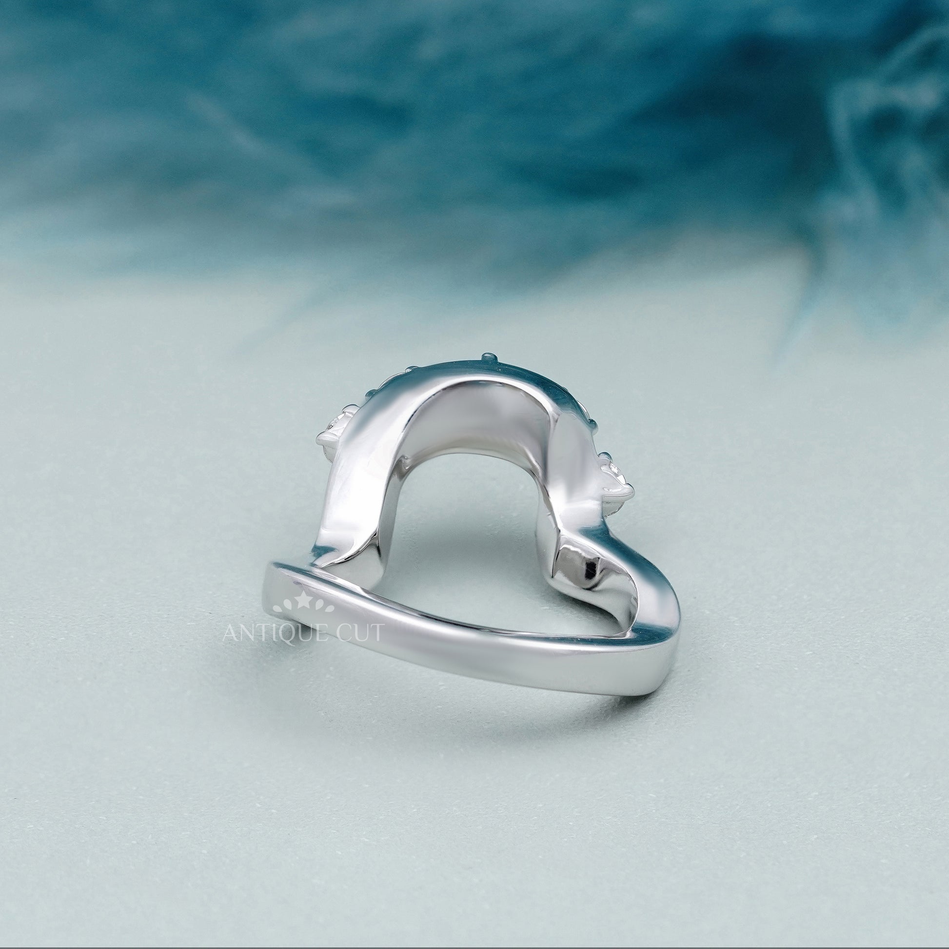 Round 0.70tcw Diamond Curved Band | Sculptural Wave Ring | Gold Contour Wedding Band