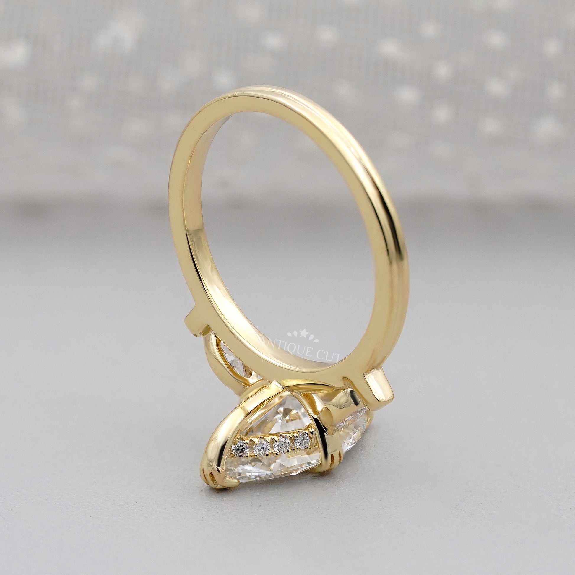 2.30 TCW Marquise Diamond Engagement Ring, 0.30ct Marquise Side Stones, Yellow Gold Three-Stone Ring , Lab Diamond Ring , IGI Certified.