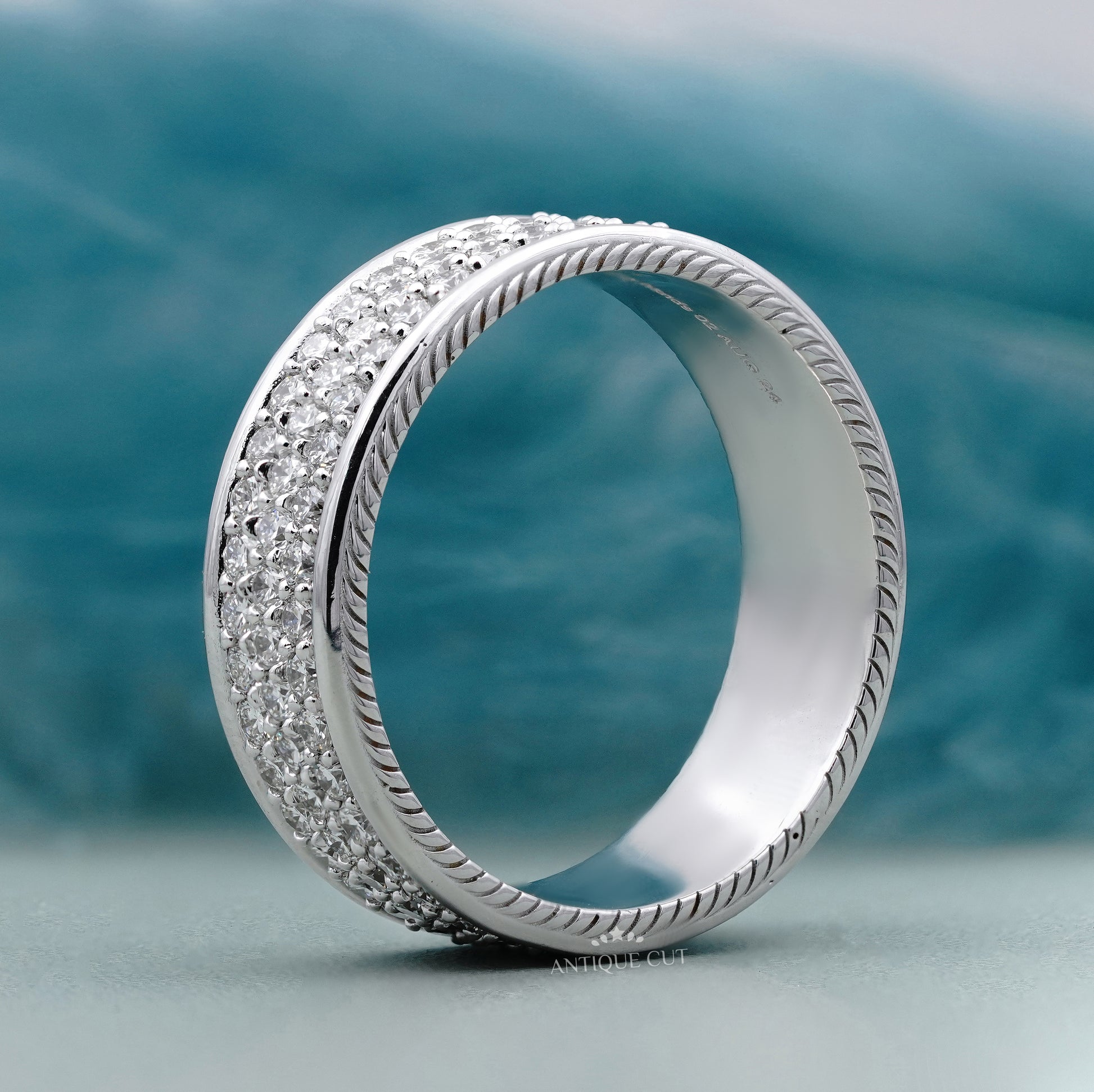 Silver ring with diamond accents 