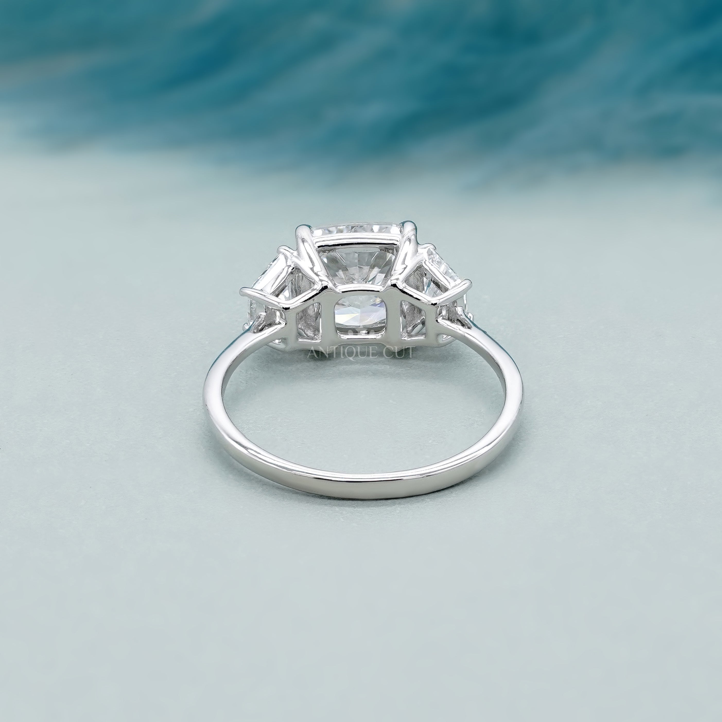Cushion 3.00tcw Lab Grown Diamond Three-Stone Engagement Ring | IGI Certified
