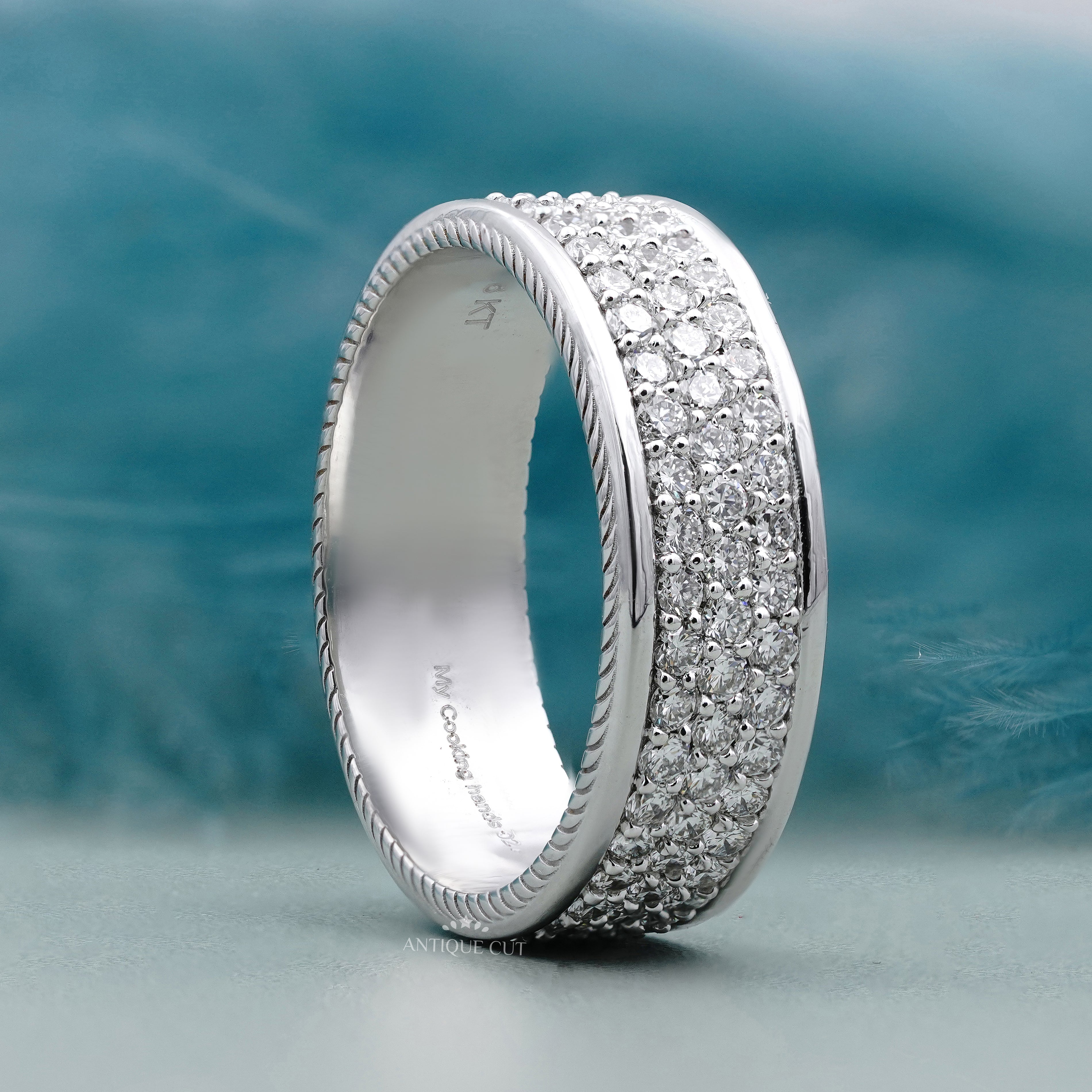 Silver ring with diamond accents 