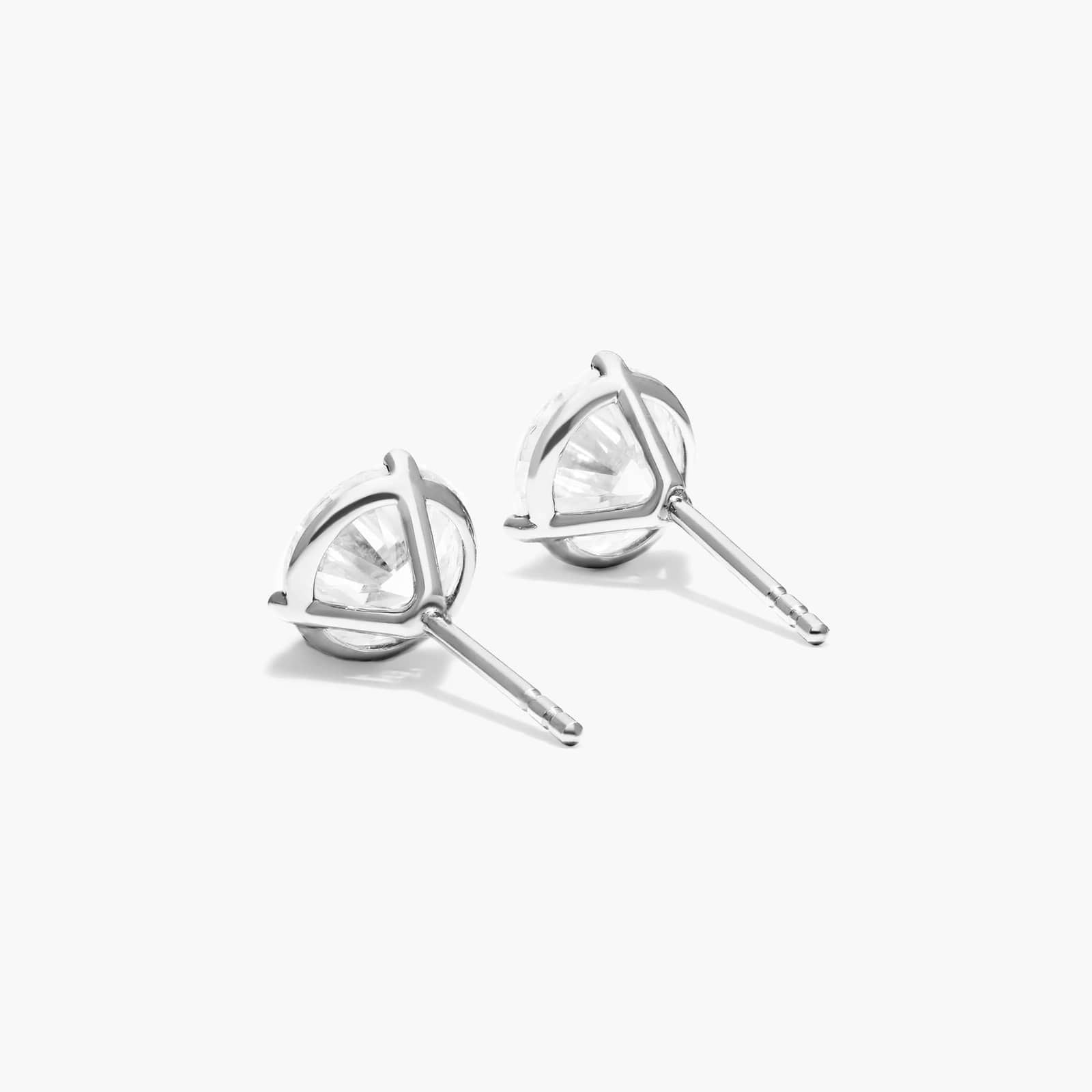 Round Lab Grown Diamond Three Prong Martini Solitaire Stud Earrings, EF Color, VS Clarity, IGI Certified
