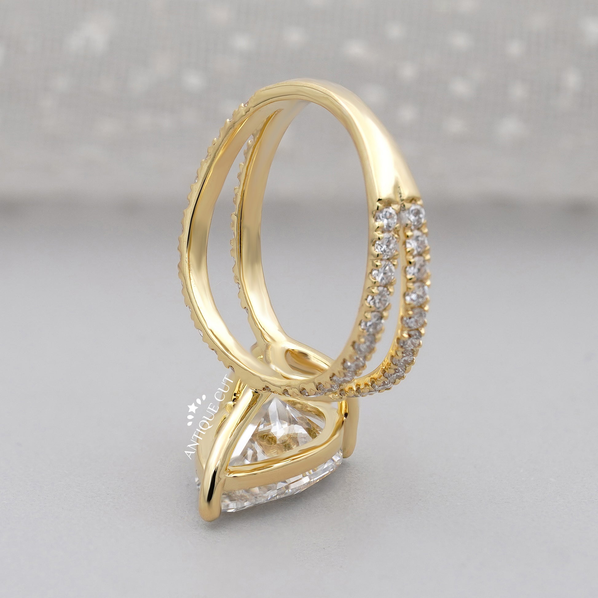 Pear 3.70tcw Lab Diamond Ring | Split Shank Pave Band | Luxury Engagement Ring