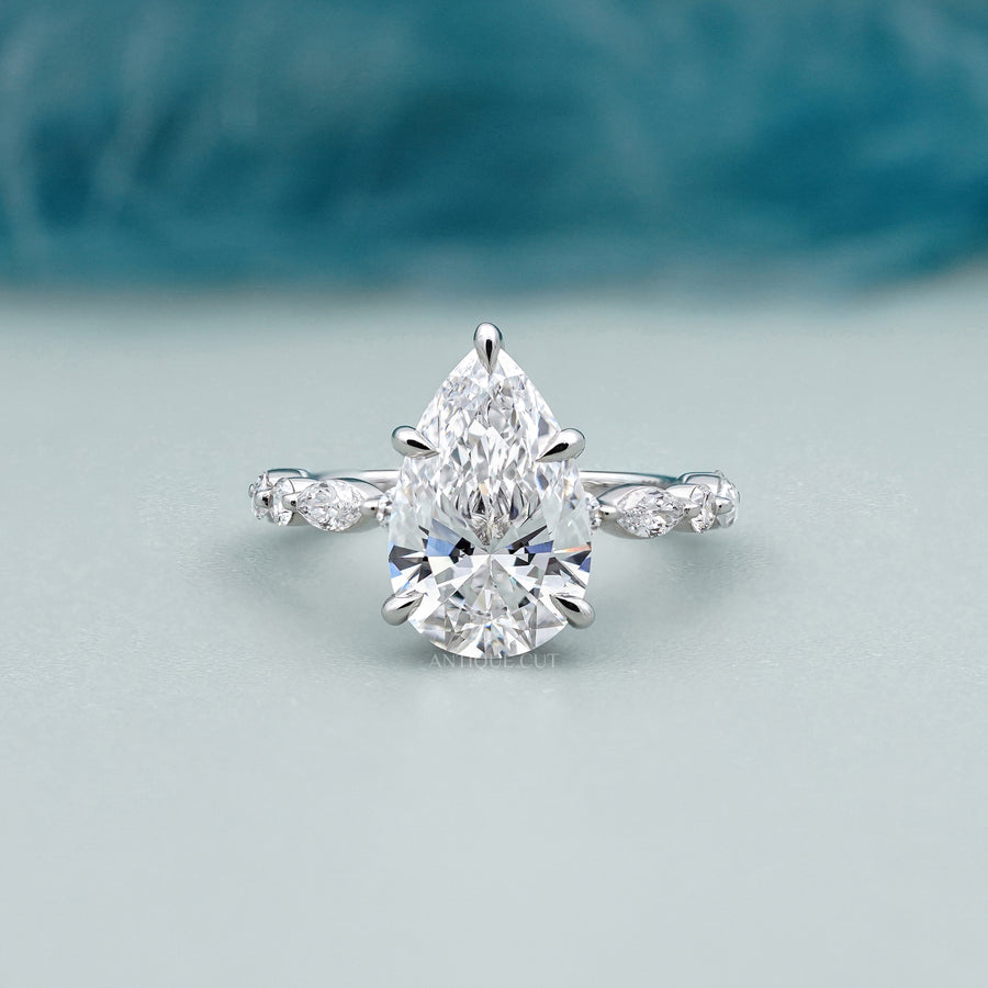 Double halo pear cut engagement ring