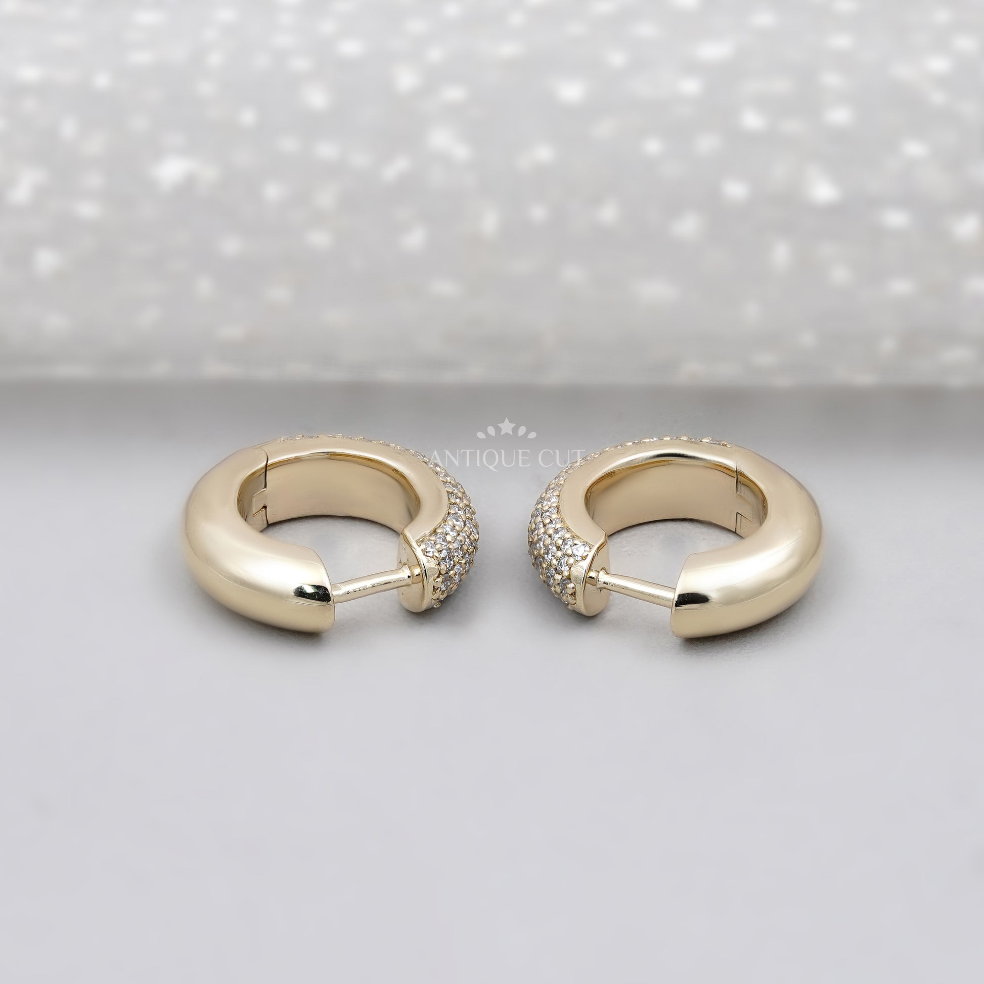 0.70ct Diamond Pave Huggie Hoop Earrings