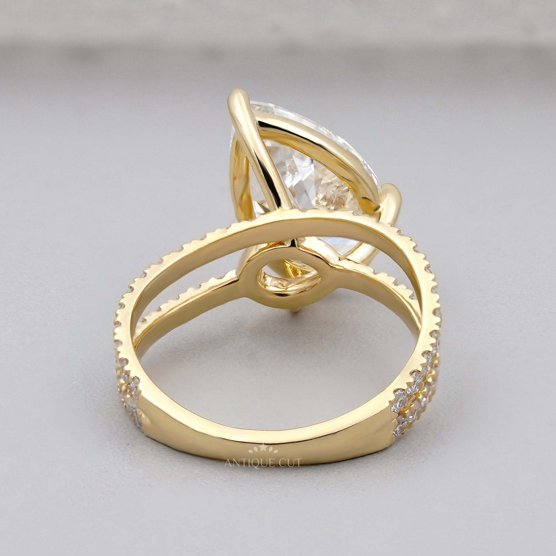 Pear 3.70tcw Lab Diamond Ring | Split Shank Pave Band | Luxury Engagement Ring