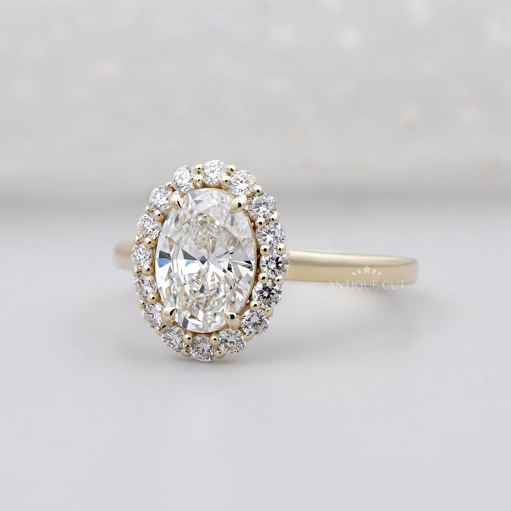Oval Halo Engagement Ring | 1.50ct Oval Center with 0.50ct Diamond Halo | Gold Oval Diamond Ring | Classic Halo Ring | Bridal Ring