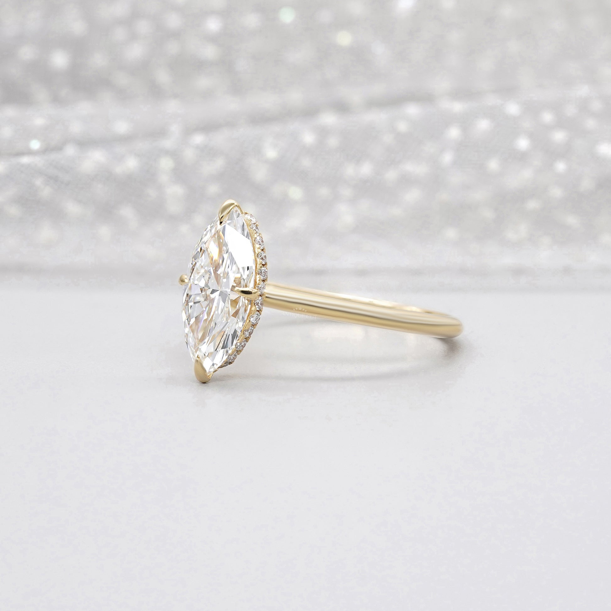 Marquise 3.20ct Lab Grown Diamond Hidden Halo Engagement Ring | IGI Certified